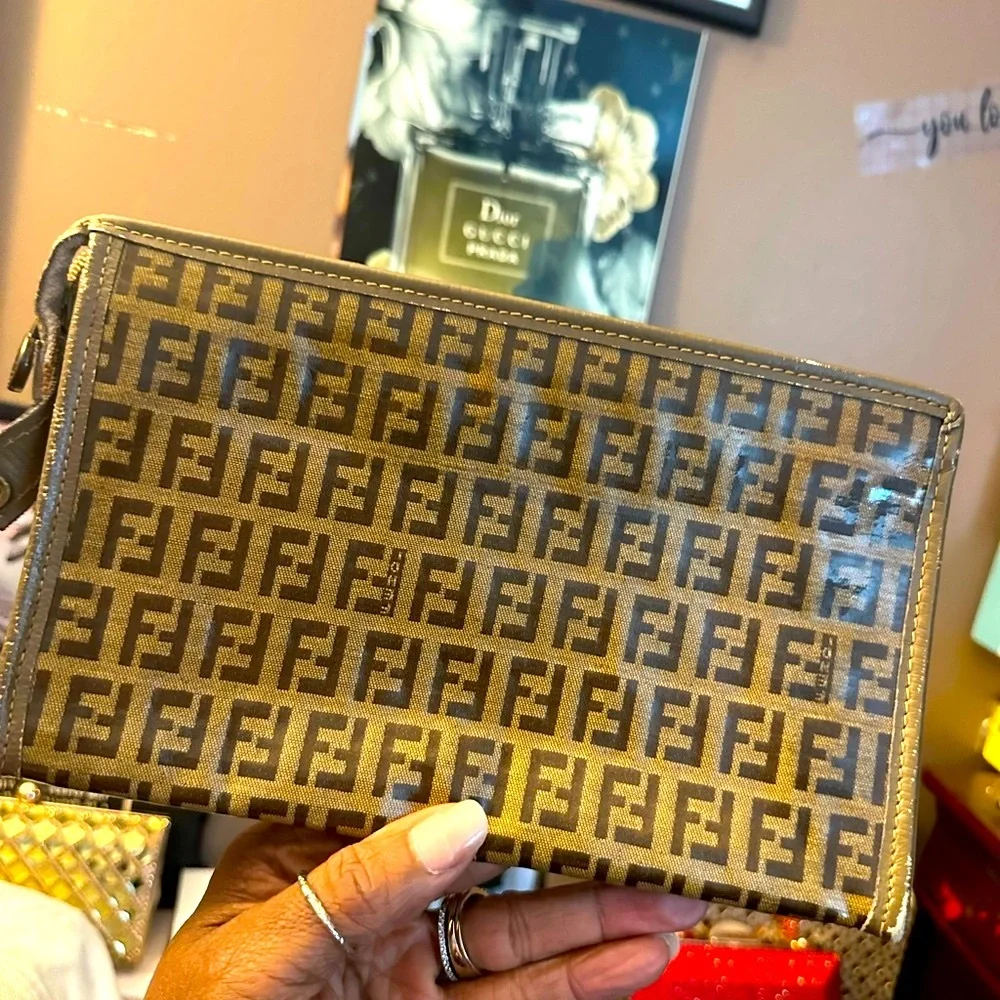 Vintage Fendi Zucchino Canvas Clutch Bag - Picture 4 of 10